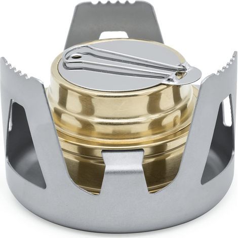 Réchaud à alcool portable miniature d'extérieur pour la randonnée, le camping et la survie (gris) (1/5)