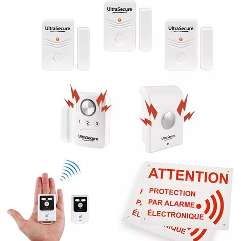 Kit alarme "local agricole" autonome sans-fil - 4 Détecteurs d'ouverture + sirène + 2 télécommandes (BT) (1/5)