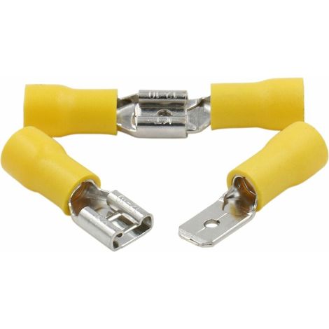Serre-câble Vinyle Déconnexion Rapide Mâle/Femelle 6,3x0,8 mm pour 4-6 mm² Jaune Lot de 100 (1/4)