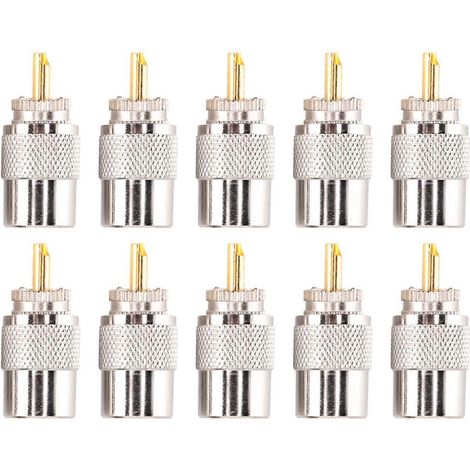 10 connecteurs RF UHF mâles pour câbles RG8 et RG58 avec cosse d'antenne