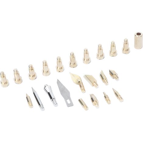 Ensemble de 22 pointes de fer à souder électrique pour la sculpture sur bois, comprenant des pointes de fer à souder et un ensemble d'outils de pyrogravure. (1/3)