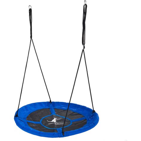 KANGUI Balançoire ronde nid d'oiseau rond Ø100cm - Bleu - Charge 150kg maxi (1/4)