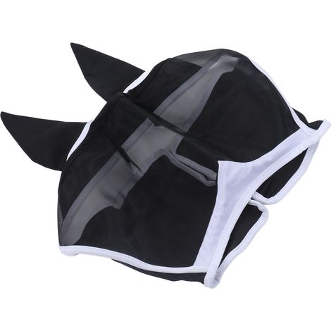 Lot masque anti-mouches respirant pour chevaux, taille S, noir, protège-visage élastique anti-insectes, idéal pour l'équitation (1/5)