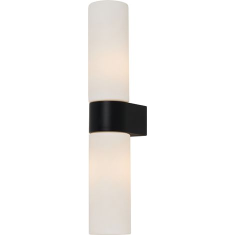 Litecraft Tierra Bathroom Wall Light IP44 Fitting With Opal Glass Shades - Black