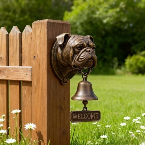 Sonnette Bulldog unique - Un design amusant et rustique créé pour les amoureux des chiens. L'accessoire parfait pour votre maison et votre cuisine (Bulldog). (1/3)