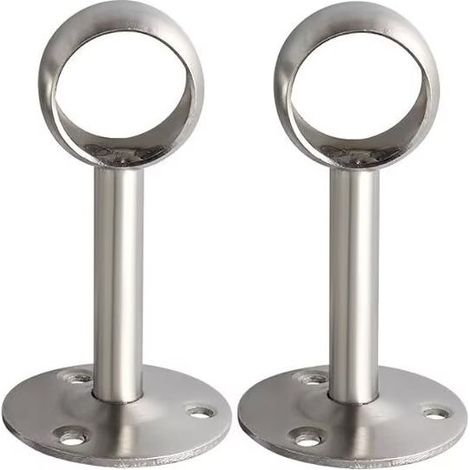Support Tringle Rideau Plafond en Acier Inoxydable, Support Tringle Penderie pour Tube de rond Ø 25 mm, Brossé 2 Pcs (1/5)