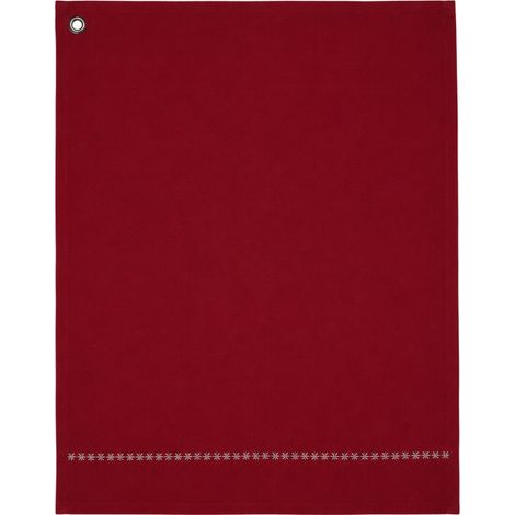 Lot de 3 torchons en coton brodé – Collection Zoé – Rouge, Chocolat ou Kaki - 50x70cm - Rouge (1/2)