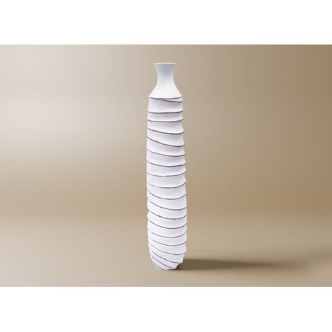Deco In Paris – Vase en polyrésine blanc 75 cm – Forme allongée – Motifs texturés en spirale – Décoration chic et contemporaine