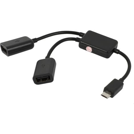 Il s'agit d'un adaptateur/hub OTG Micro-USB mâle vers 2 Type-A double USB femelle pour câbles hôtes Micro-USB, adapté aux tablettes et téléphones mobiles Android.