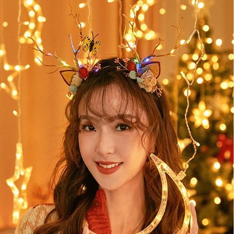 Serre-tête lumineux renne avec LED, serre-tête de Noël pour les fêtes (1/5)