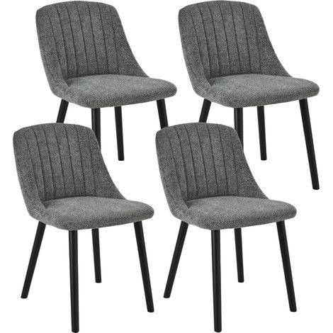 Goeurvant – Chaises salle à manger Gris ardoise, Lot de 4, Chenille avec mousse haute densité, Dossier ergonomique, Pieds en bois