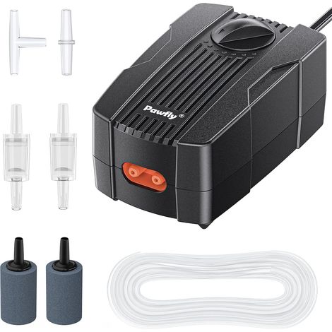 Aquarium Air Pump 190L/H Oxygen Pump for Aquariums 40-230L Double Outlet Silent Air Pump with Air Hose Fittings for Air Stones and Check Valves (1/5)