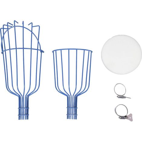 Panier cueille-fruits amovible, antirouille, multifonctionnel, pour tuyau de 3 cm de diamètre (bleu). (1/5)