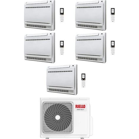 Climatizzatore Condizionatore Riello Console Penta Split Inverter R32 9000 + 9000 + 9000 + 9000 + 9000 BTU con U.E AARIA MULTI 590 PI Classe A++/A+