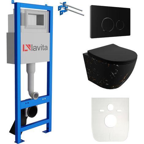 LAVITA WC Set mit Vorwandelement, Wand-WC und Spülknopf (1/5)