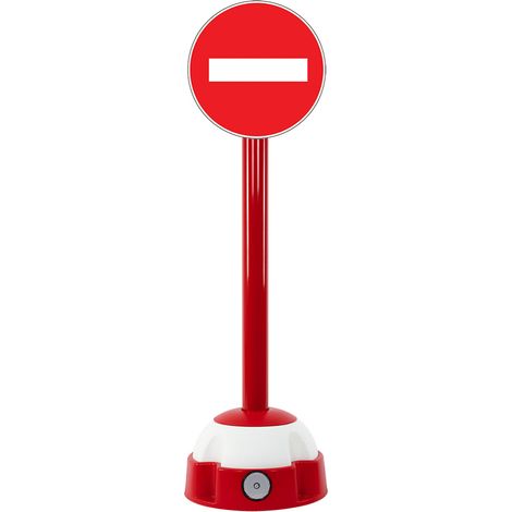 Poteau aluminium Rouge sur socle balise avec panneau - Sens interdit - 2030274 (1/2)