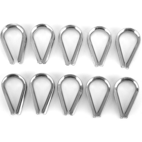 Lot de 10 anneaux de protection en acier inoxydable 4mm pour câble de bateau, colliers de serrage robustes pour corde métallique (1/5)