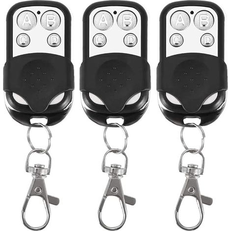 Set di 3 telecomandi universali per cancelli automatici, frequenza 433,92 MHz, codice fisso, 4 pulsanti per comandare fino a 4 porte