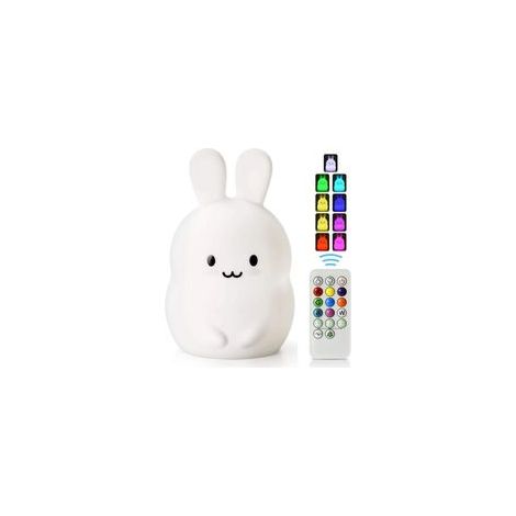 Hasen-Nachtlicht für Kinder mit Fernbedienung, bunte Silikonlampe mit USB-Akku, süßes Hasen-Nachtlicht fürs Babyzimmer, tolles Geburtstagsgeschenk für Jungen und Mädchen – Crezuo