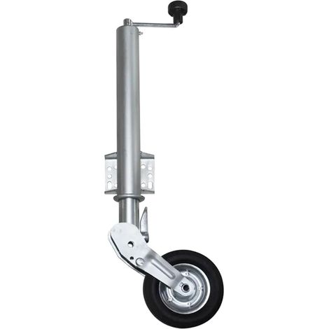 Roue Jockey Remorque 500kg,Roue de soutien automatique,Ø60mm,Roue Jockey Remorque Charge Lourde,Escamotable,Bride de fixation soudée multi-trous,Roue 227x62mm,Universelle tous types de remorques (1/5)