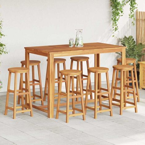 Lot de 8 Chaises de bar Tabourets de bar - Tabouret Haut Bois massif d'acacia BV174965 - BonneVie (1/4)
