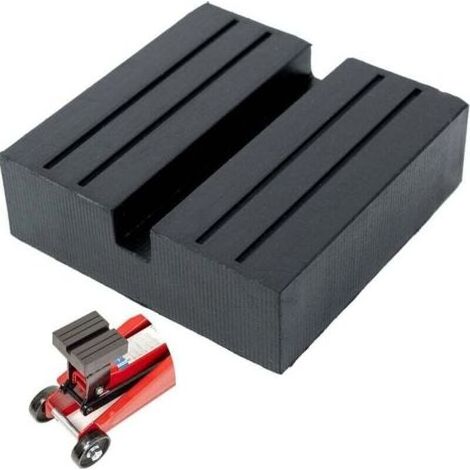Support Universel en Caoutchouc pour cric, Support 75x75x25 mm avec découpe en U, cric antidérapant pour la manœuvre des crics, Noir (1/4)