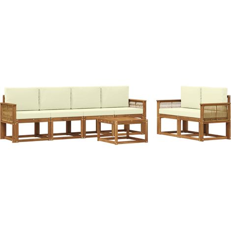 Outdoor Sofa Set 7 pcs Natural and Cream Polyester vidaXL (1/5)