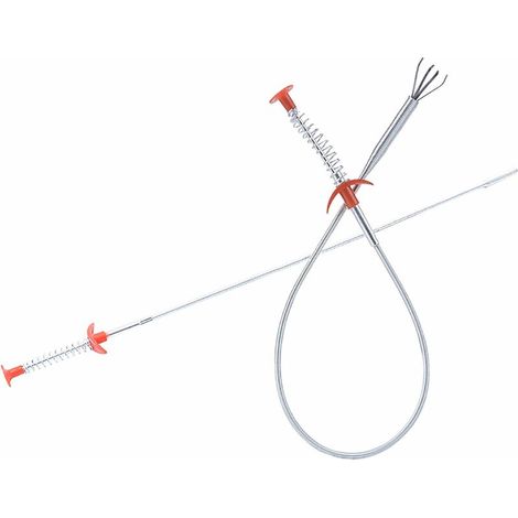 Nettoyage de tuyaux, outil de nettoyage des griffes, 60 cm, 2 pcs, nettoyeur de tuyaux à ressort, extracteur de drain, outil d'excavateur d'égout, pour évier de cuisine, salle de bain, baignoire, (1/5)