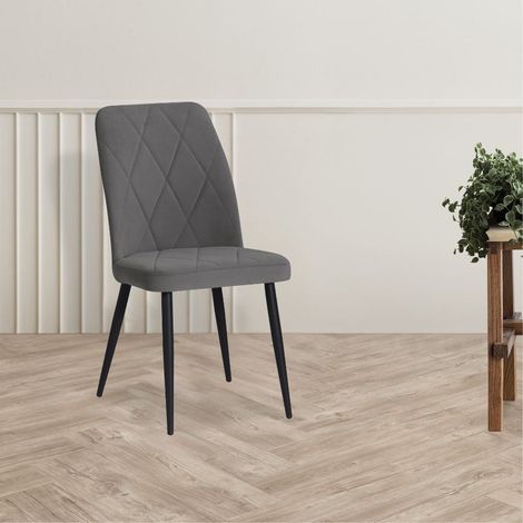 Set 4 Sedie Vika tessuto grigio con trama geometrica e piedi neri - Eleganza e comfort (1/5)