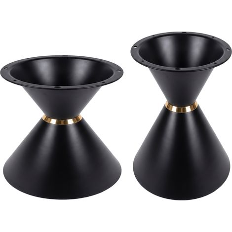 Lot de 2 piètements de table en acier au carbone noir, forme sablier et anneaux dorés, sans plateaux (1/5)