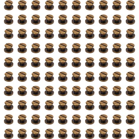 200 Vis de Reliure 9x5mm en Laiton Épais, Revêtement Uniforme Bronze pour Album Photo, Kit Assorti (1/5)