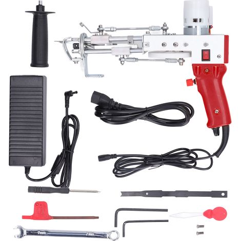 Pistolet à touffeter électrique rouge pour tapis DIY, pistolet à tuffeter manuel en métal avec système de protection, pour débutant, tapis 100‑240V prise US (1/5)
