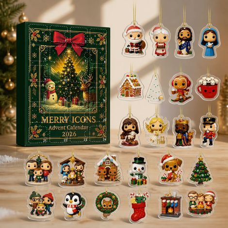 Calendrier de l'Avent 2026, 24 figurines décoratives de Noël à suspendre sur le sapin