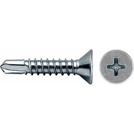 Vis Autoperceuse à Tête Extra-Plate Vis Autoforeuse Taille: Ø4,2x23mm Lot Vis 200 en Acier Zingué pour Tole Aluminium, Tole Ondulée pour Toiture, Tole Acier, (1/5)