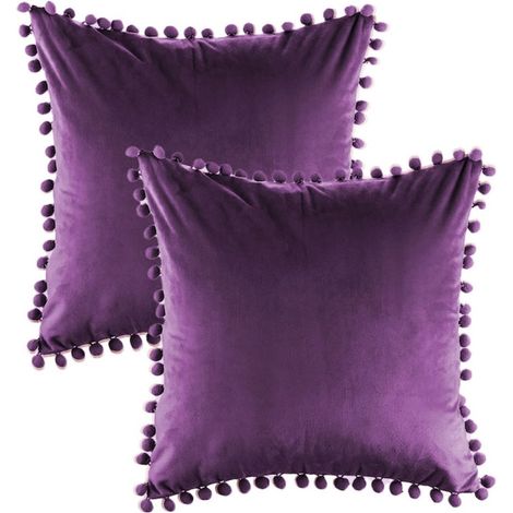 Housse De Coussin 40x40 - Velours Microfibre - Fermeture Éclair Cachée - Décoration Salon Canapé - Lot De 2