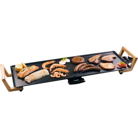 Bestron Piastra elettrica per grigliare, XL Plancha piastra con rivestimento antiaderente, divertimento alla griglia per un massimo di 6 persone, superficie di cottura extra-lunga, Asia Design