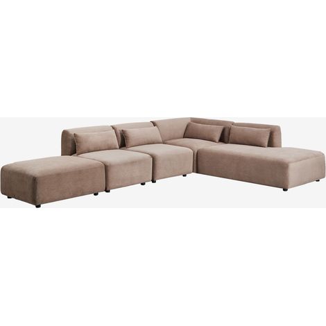 Divano modulare angolare a 4 pezzi con chaise longue destra e pouf Fogler SKLUM (1/5)