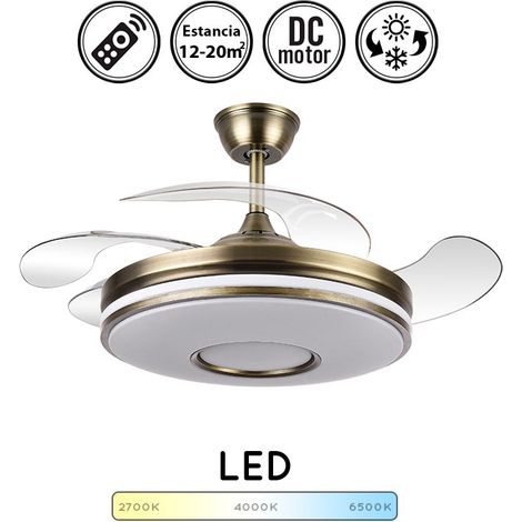 Ventilador de techo LED "Dani" regulable con control remoto (59W 3CCT 6980lm) IP20 Ø107cm color cuero