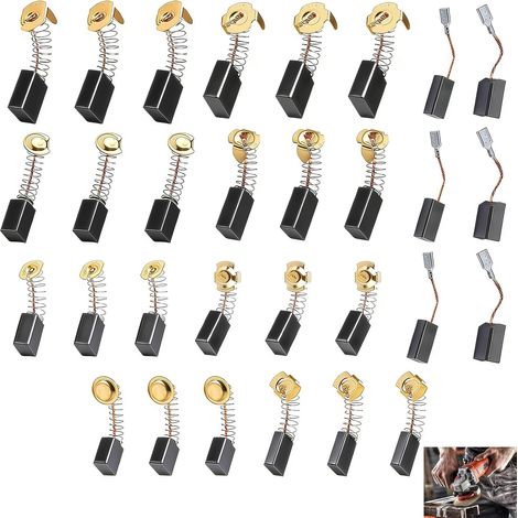 30 Pièces Balais Charbon Universels, Balais Charbon Moteur Electrique, 10 Tailles Différentes 3 Pièces par Taille, Brosses Carbone Graphite Cuivre Perceuse Meuleuse Scie Circulaire Ponceuse Marteau (1/5)