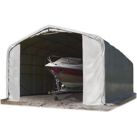 6x12m tente-garage de stockage, porte 4,1x4,0m, toile PVC d'env. 720 g/m², anti-feu (1/5)