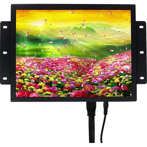 Moniteur Industriel 12,1 Pouces 800x600 700nit, Port VGA DVI TFT écran LCD Double Haut-Parleur, Support, Adaptateur Secteur (1/5)