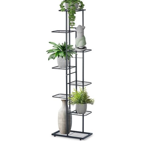 Portafiori in metallo nero, 8 ripiani, 142 cm (1/5)