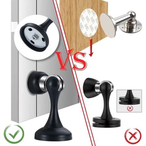 Butée de porte magnétique, finition nickel satiné brossé noir, base en acier inoxydable, fixation au sol et au mur, maintient la porte stable (1/5)