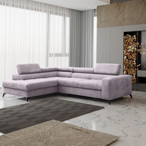 Ecksofa Schlafsofa AMADEO Stoff Anafi Lavendel Ottomane Links (1/2)