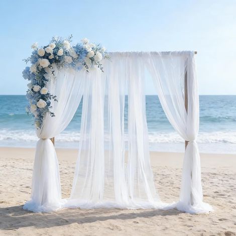 Arche Tenture Mariage: 1.6×10m Rideau en Tulle, Cantonnière en Tulle, Tissu Drapé Arche Rideaux, Mariage D'arche Tenture pour Décoration De Mariages, Cérémonie, Fête (Blanc) (1/5)