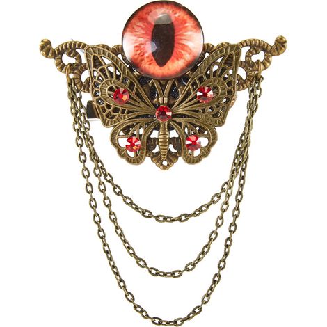 Gothic dark headdress, punk butterfly chain, rhinestone top clip, devil eyeball hair clip, brooch (two-in-one) (1/5)