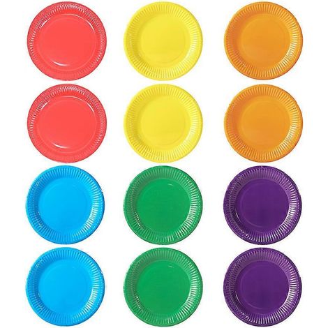 60 assiettes en papier jetables de 18 cm (7 pouces) pour desserts, vaisselle de fête-18X18X0.1CM (1/3)