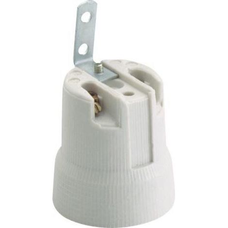 Solera – Douille pour ampoule E27 678F – Porcelaine évasée – Protection anti-rotation – 4A 250V – Support métallique pour sécurité