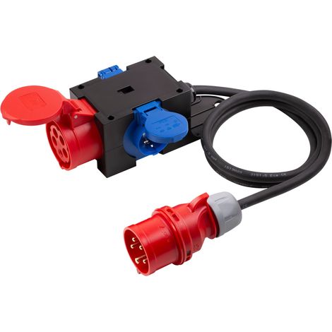 Meister CEE-Stromverteiler 3-fach - 1,5 m Kabel - 1x CEE- & 2x Schuko-Steckdose