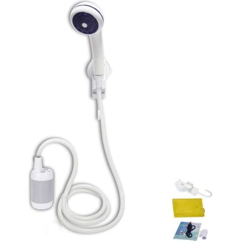 Douche Portable Douche de Camping avec Tête de Douche Vanne D'arrêt et Batterie 4800mAH intégrée,argent (1/4)